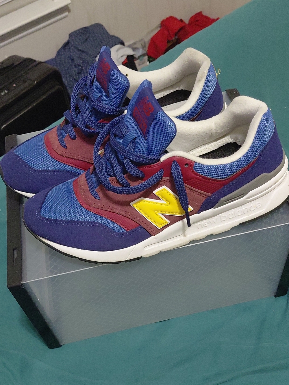 New Balance Mens Purple, Blue & Maroon Sneakers with Yellow N